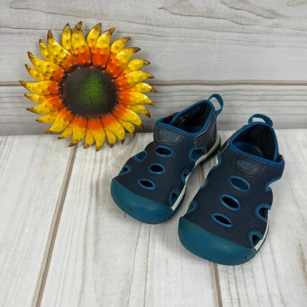 KEEN Kids Rio Water Sandals Navy Blue Teal Hook and‎ Loop Size 10 Toddler